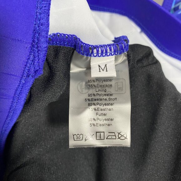 Womens Medium Blue & Black Racerback Swim Top With Tropical Print - Picture 3 of 5